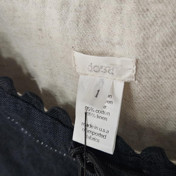 Dosa Black Linen Dress w/ Scalloped Neckline - Picture 5 of 6